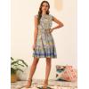 imageAllegra K Floral Dress for Womens Round Neck Ruffle Sleeveless Boho Dress