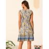 imageAllegra K Floral Dress for Womens Round Neck Ruffle Sleeveless Boho Dress