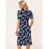 imageAllegra K Floral Dress for Womens Square Neck Ruched Puff Sleeve Split Midi Dresses