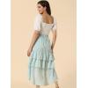 imageAllegra K Floral Maxi Skirts for Womens Elastic Waist Layered Ruffle High Low Hem Long Skirt