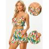 imageAllegra K Tropical Floral 2 Piece Outfits for Womens Ruffle Hem Cami Crop Top and Shorts Set