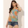 imageAllegra K Tropical Summer Tops for Womens Short Sleeve V Neck T Shirts Printed Blouse
