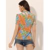 imageAllegra K Tropical Summer Tops for Womens Short Sleeve V Neck T Shirts Printed Blouse