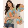 imageAllegra K Tropical Summer Tops for Womens Short Sleeve V Neck T Shirts Printed Blouse