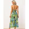 imageAllegra K Womens 2023 Summer 2 Piece Tropical Tie Backless Halter V Neck Crop Top with Split Thigh Skirt Set