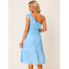 imageAllegra K Womens 2023 Summer Beach Party Dress Ruffled Flowy Tiered Chiffon Sleeveless One Shoulder Dresses