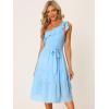 imageAllegra K Womens 2023 Summer Beach Party Dress Ruffled Flowy Tiered Chiffon Sleeveless One Shoulder Dresses