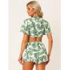 imageAllegra K Womens Boho 2 Piece Tropical Outfits Summer Beach Short Sleeve Knot Front Bandeau Crop Top with Shorts Set