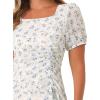 imageAllegra K Womens Floral Square Neck Short Sleeve Drawstring Ruched Dress