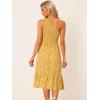 imageAllegra K Womens Floral Summer Dresses One Shoulder Sleeveless Ruffle Hem Flowy Smocked Boho Midi Dress