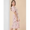 imageAllegra K Womens Square Neck Puff Sleeves Casual Midi Smocked Floral Dress