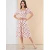imageAllegra K Womens Square Neck Puff Sleeves Casual Midi Smocked Floral Dress