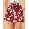imageAllegra K Womens Summer Bow Tie High Waist Short Floral Paper Bag ShortsRedfloral
