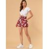 imageAllegra K Womens Summer Bow Tie High Waist Short Floral Paper Bag ShortsRedfloral