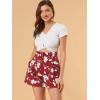 imageAllegra K Womens Summer Bow Tie High Waist Short Floral Paper Bag ShortsRedfloral