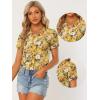 imageAllegra K Womens Summer Hawaiian Floral Blouse for Womens V Neck Short Sleeve Button Down Shirt