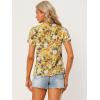 imageAllegra K Womens Summer Hawaiian Floral Blouse for Womens V Neck Short Sleeve Button Down Shirt