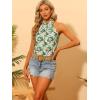imageAllegra K Womens Tropical Floral Top Sleeveless Beach Halter Neck Blouse