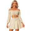 imageAllegra K 2 Piece Outfits for Womens Floral Off Shoulder Crop Top and Mini Skirt