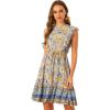 imageAllegra K Floral Dress for Womens Round Neck Ruffle Sleeveless Boho Dress
