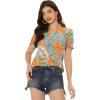 imageAllegra K Tropical Summer Tops for Womens Short Sleeve V Neck T Shirts Printed Blouse