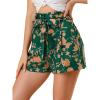 imageAllegra K Womens Summer Bow Tie High Waist Short Floral Paper Bag ShortsGreenfloral