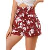 imageAllegra K Womens Summer Bow Tie High Waist Short Floral Paper Bag ShortsRedfloral