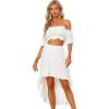 imageAllegra K Womens Two Piece Outfits Off Shoulder Crop Top and High Low Skirt Set