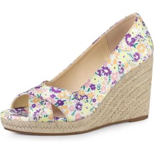 imageAllegra K Womens Floral Peep Toe Platform Pumps Wedge Sandals