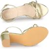 imageAllegra K Womens Bow Decor Ankle Strap Block Heels SandalsGold