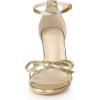 imageAllegra K Womens Bow Decor Ankle Strap Block Heels SandalsGold
