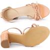 imageAllegra K Womens Bow Decor Ankle Strap Block Heels SandalsRose Gold