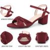 imageAllegra K Womens Bow Knot Chunky Heel Slingback Strap SandalsBurgundy