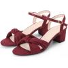 imageAllegra K Womens Bow Knot Chunky Heel Slingback Strap SandalsBurgundy