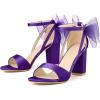 imageAllegra K Womens Bow Shoes Open Toe Chunky Heel SandalsGrape Purple