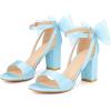 imageAllegra K Womens Bow Shoes Open Toe Chunky Heel SandalsLight Blue