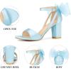 imageAllegra K Womens Bow Shoes Open Toe Chunky Heel SandalsLight Blue