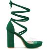 imageAllegra K Womens Clear Platform Lace Up Chunky Heels Dark Green Sandals 9 m US