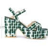 imageAllegra K Womens Cloth Checkered Pattern Platform Heels Chunky Heel SandalsGreen