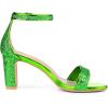 imageAllegra K Womens Glitter Ankle Strap Chunky Heeled Bright Green Sandals 75 m US