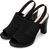 imageAllegra K Womens Peep Toe Platform Slingback Knit Chunky Heels SandalsBlack