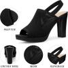 imageAllegra K Womens Peep Toe Platform Slingback Knit Chunky Heels SandalsBlack