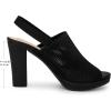 imageAllegra K Womens Peep Toe Platform Slingback Knit Chunky Heels SandalsBlack