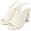 imageAllegra K Womens Peep Toe Platform Slingback Knit Chunky Heels SandalsCream