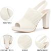 imageAllegra K Womens Peep Toe Platform Slingback Knit Chunky Heels SandalsCream