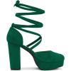 imageAllegra K Womens Platform Block Heel Emerald Green Lace Up Pumps Sandals 7 m US