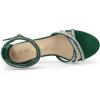 imageAllegra K Womens Rhinestones Strappy Chunky Heel Green Sandals 8 m US