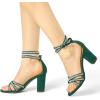 imageAllegra K Womens Rhinestones Strappy Chunky Heel Green Sandals 8 m US