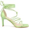 imageAllegra K Womens Square Heels Lace Up Strappy Chunky High Lime Green Heels Sandals 7 m US