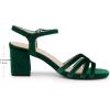 imageAllegra K Womens Square Toe Slingback Chunky Heels Velvet SandalsGreen